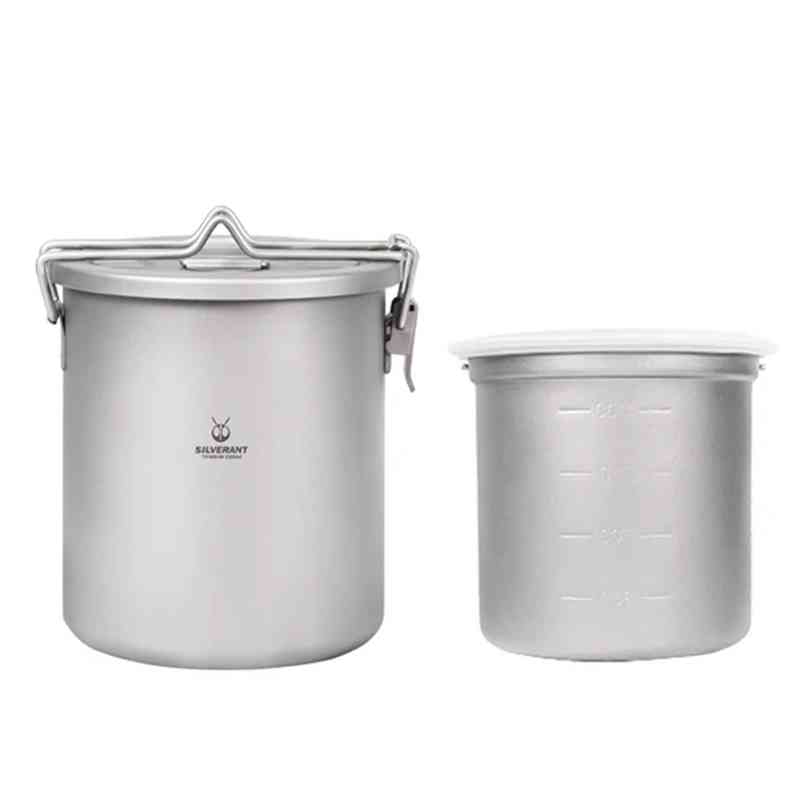 Camping Cooking Rice - Silverant-olla de titanio para acampar, olla
