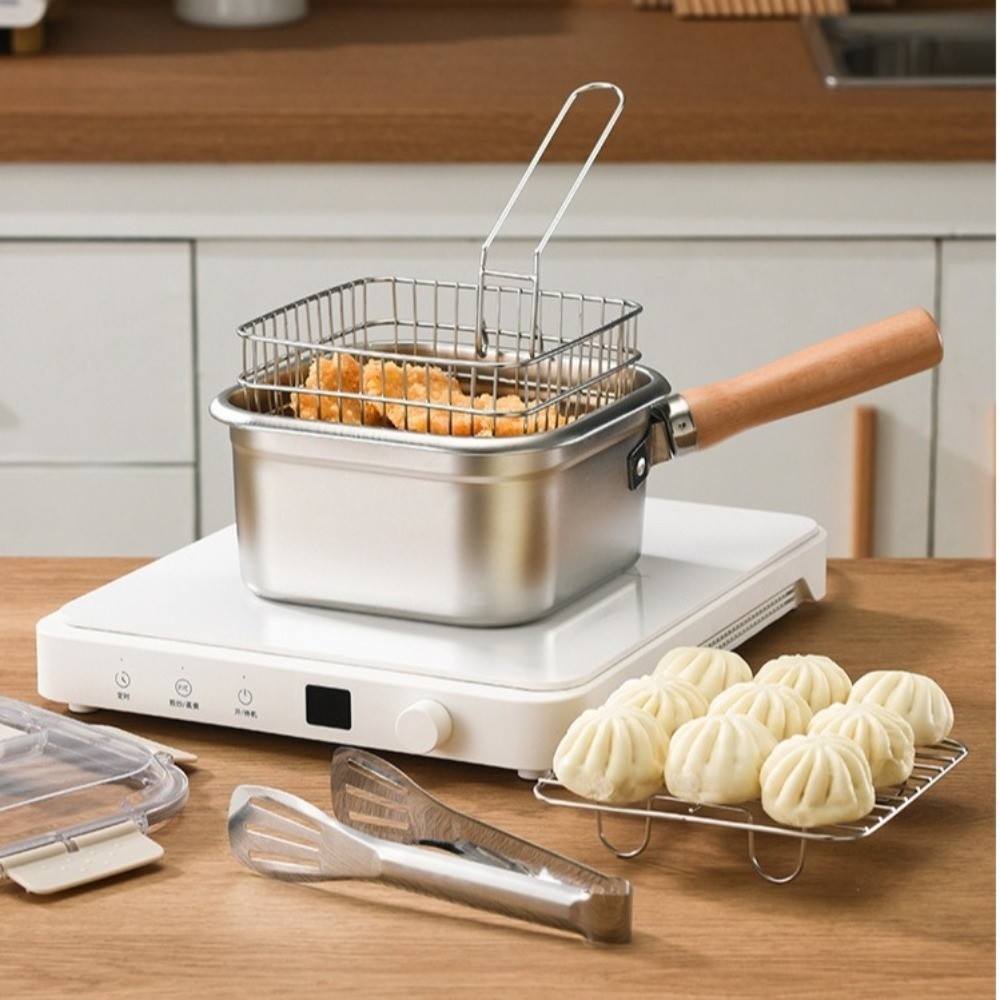 Camping Cooking Basket - Sartén portátil de acero inoxidable, olla