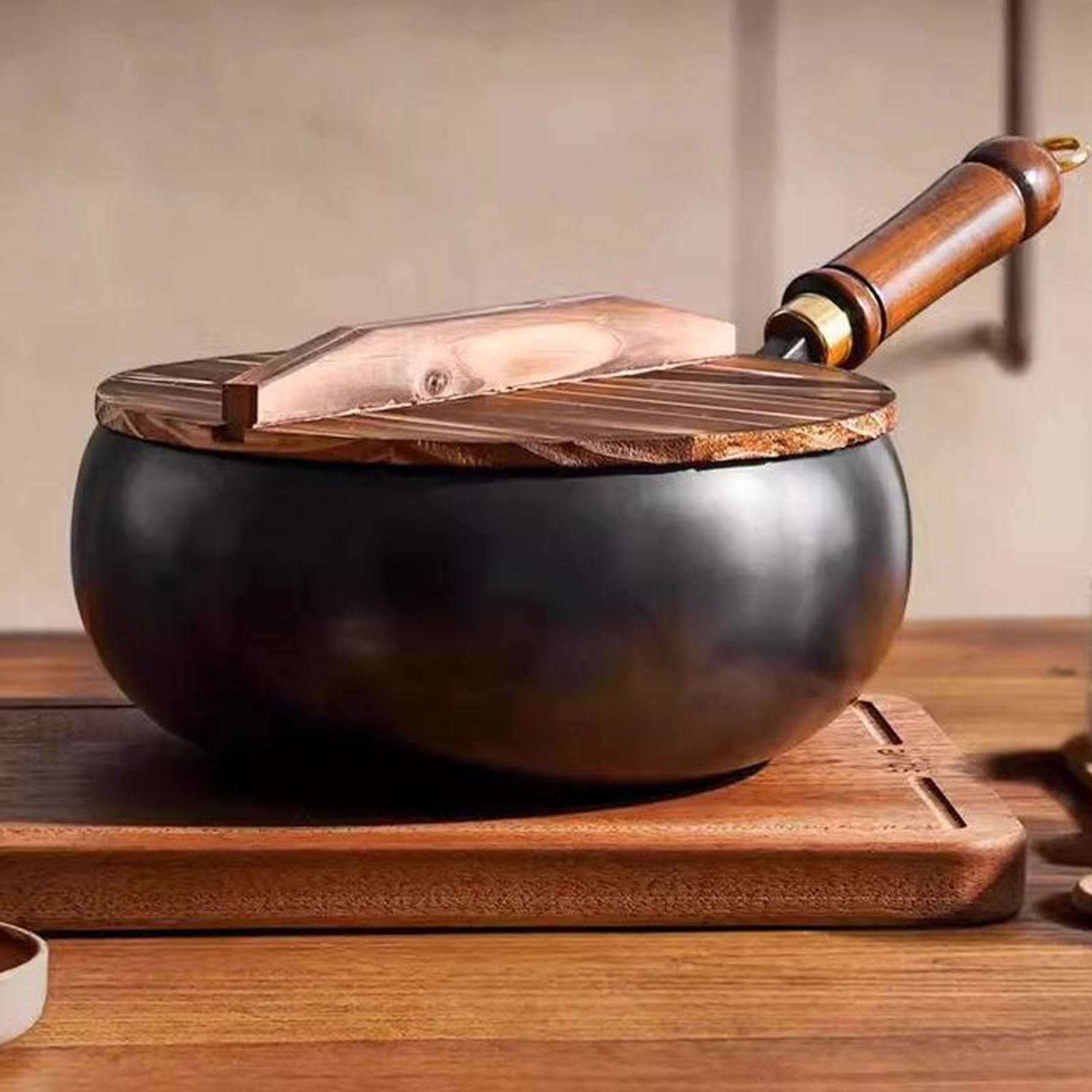 Camping Cooking Wok - Wok chino sin recubrimiento, tapa de