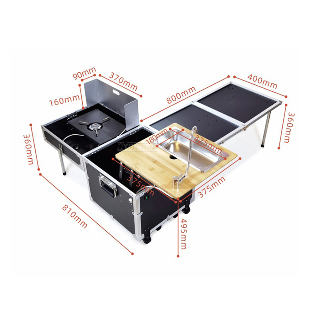 Camping Cooking Table With Storage - Cocina móvil para exteriores, caja de