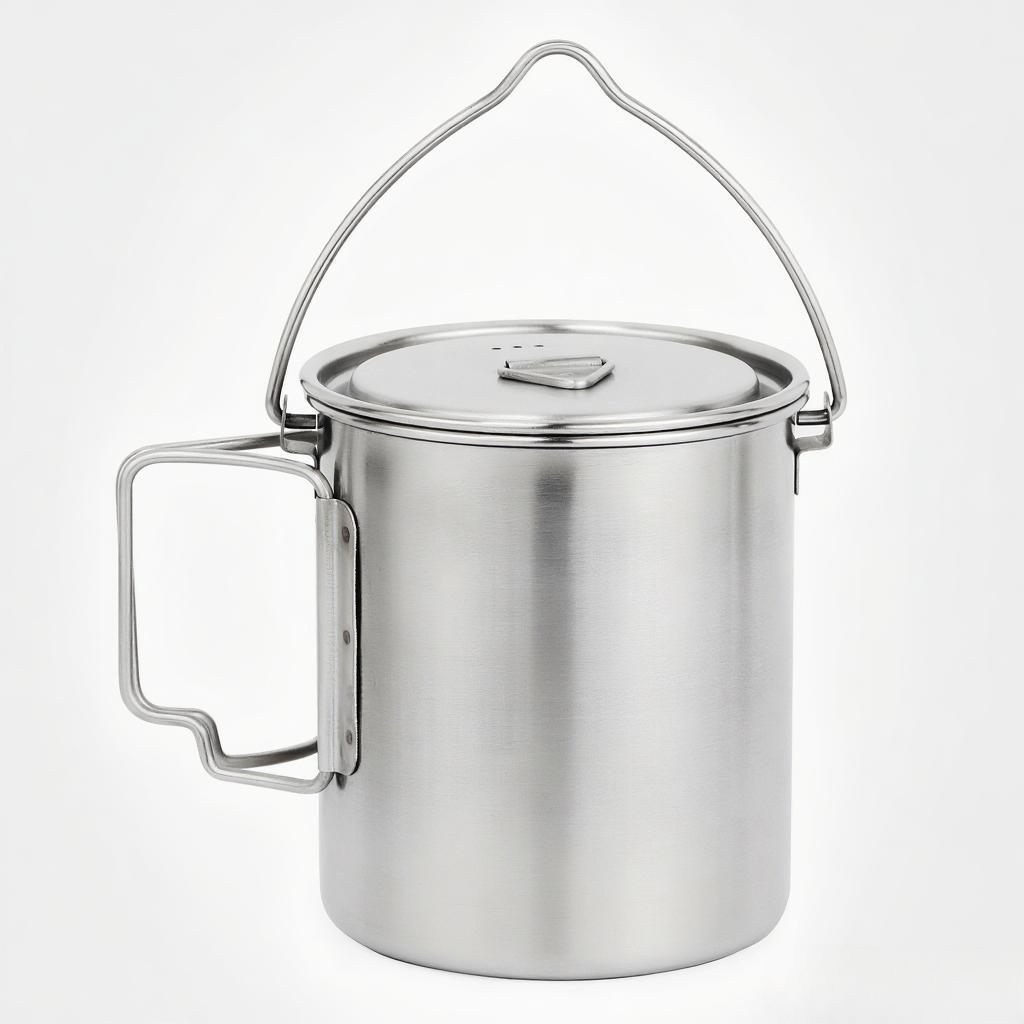 Camping Cooking Pot With Lid - Olla de Acero Inoxidable de 750