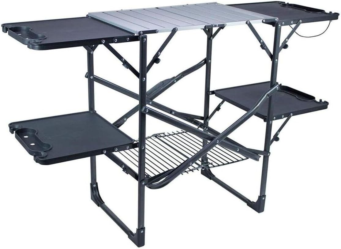 Mesa de cocina portátil plegab - Camping Cooking Table With Storage reseña y precio