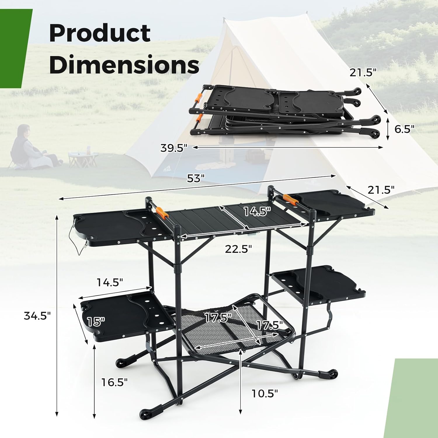 Mesa de Cocina Portátil para C - Camping Cooking Table With Storage reseña y precio
