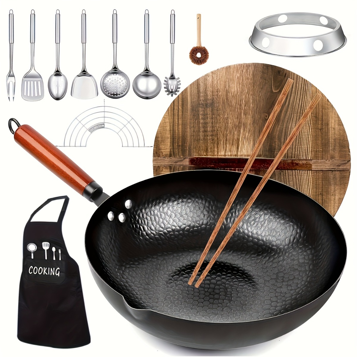 Wok de hierro fundido de 12.6  - Camping Cooking Vegetables reseña y precio