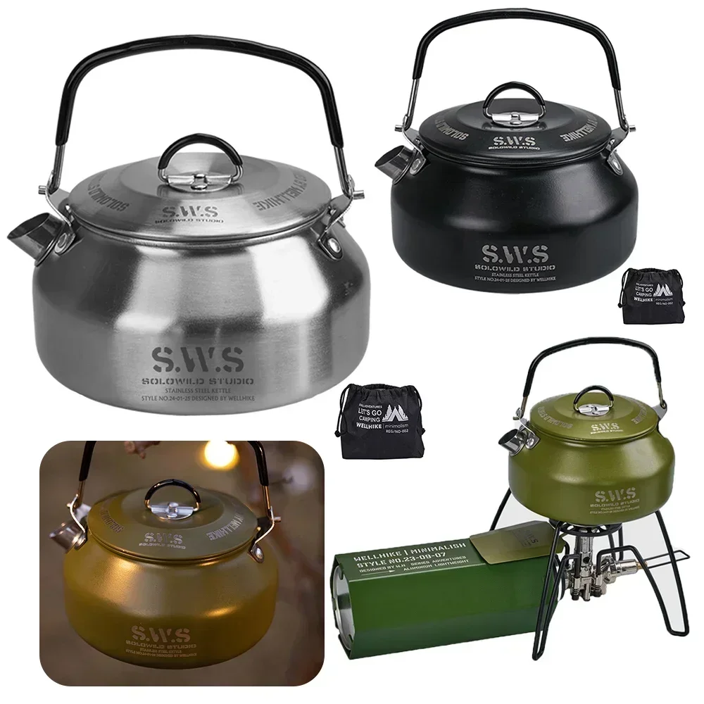 Hervidor de acero inoxidable d - Camping Cooking Kettle reseña y precio