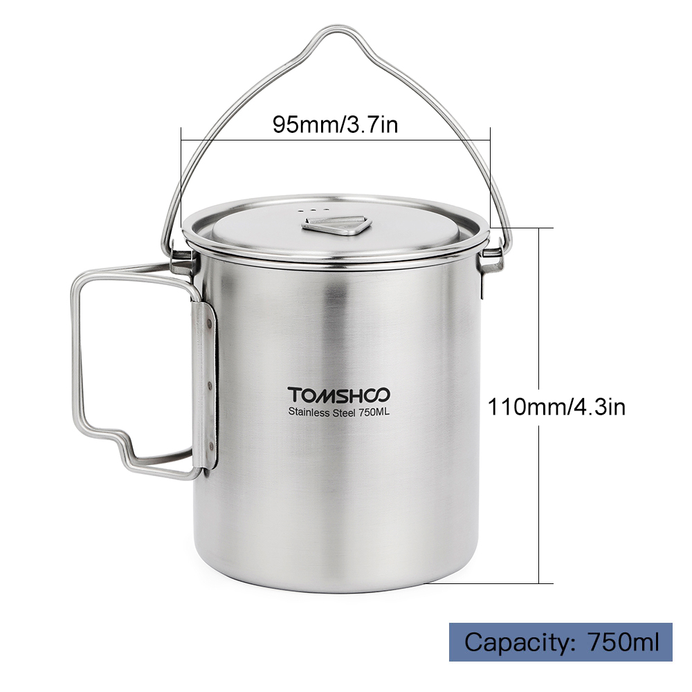 TOMSHOO Taza de agua portátil  - Camping Cooking Pot With Lid reseña y precio