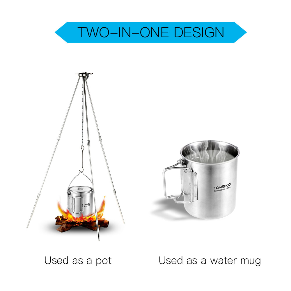 TOMSHOO Taza de agua portátil  - Camping Cooking Pot With Lid reseña y precio