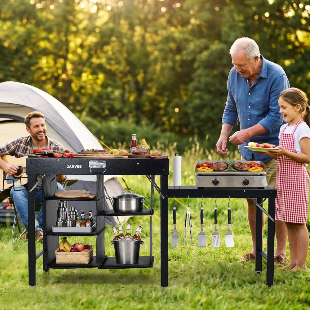 Mesa de Parrilla Metálica Pleg - Camping Cooking Table With Storage reseña y precio