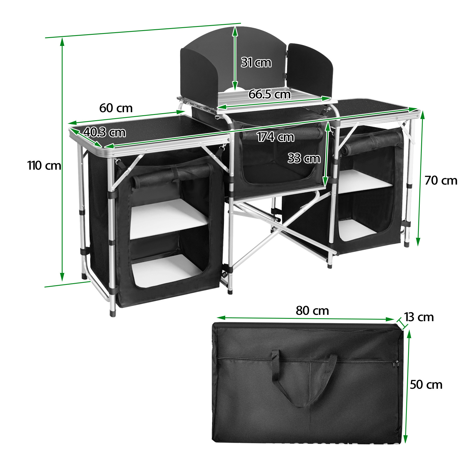 Estación de cocina plegable po - Camping Cooking Table With Storage reseña y precio