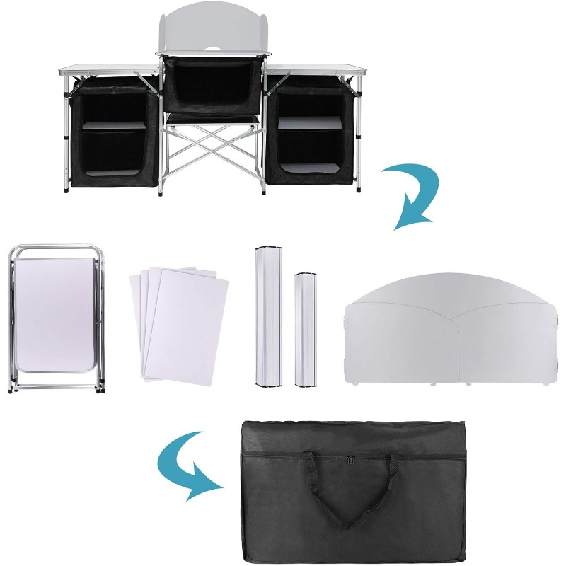 Estación de cocina plegable po - Camping Cooking Table With Storage reseña y precio