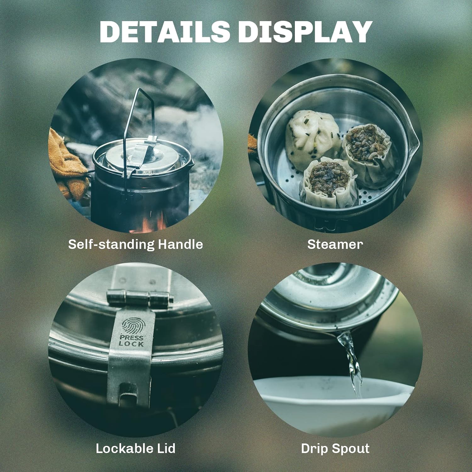 Olla de vapor de acero inoxida - Camping Cooking Kit reseña y precio