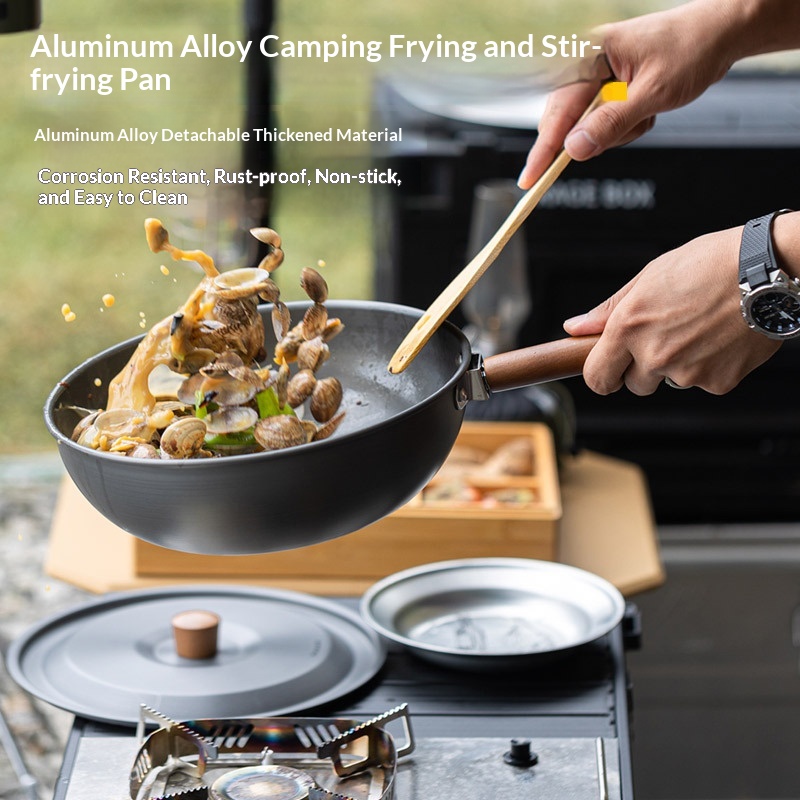 Wok de aleación de aluminio pa - Camping Cooking Wok reseña y precio