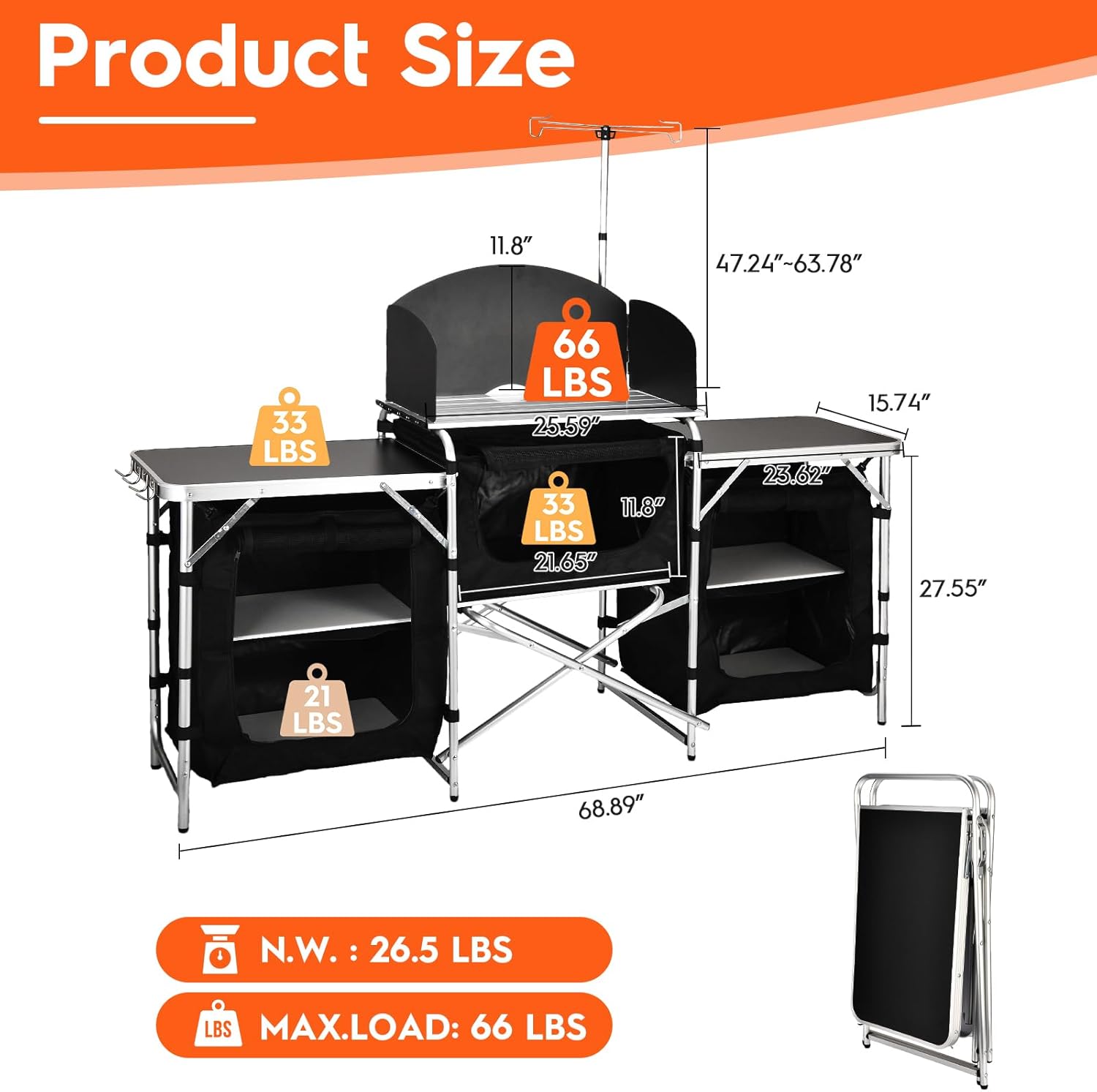 Mesa de Cocina Plegable de Alu - Camping Cooking Table With Storage reseña y precio