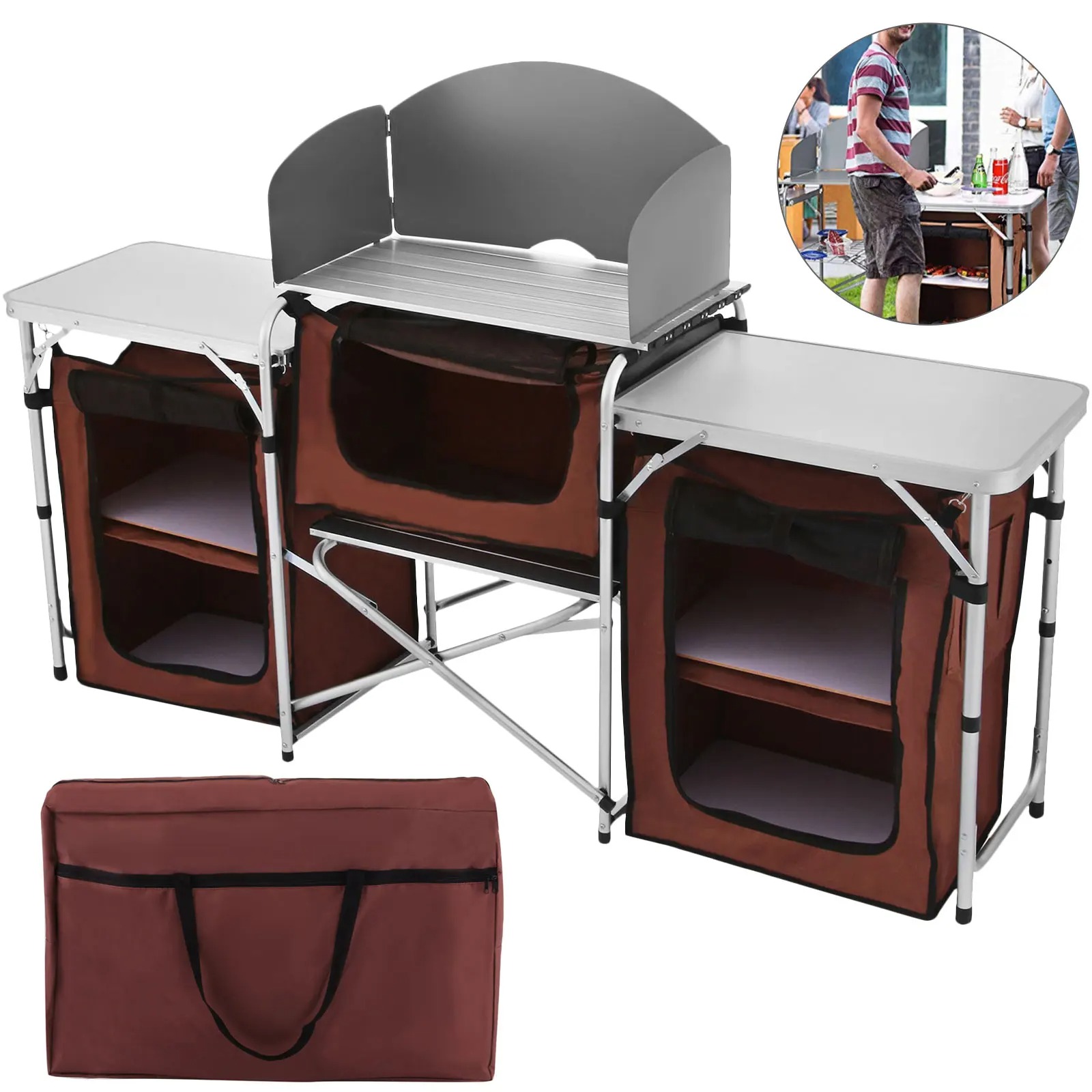 Mesa de Cocina Plegable para A - Camping Cooking Table With Storage reseña y precio