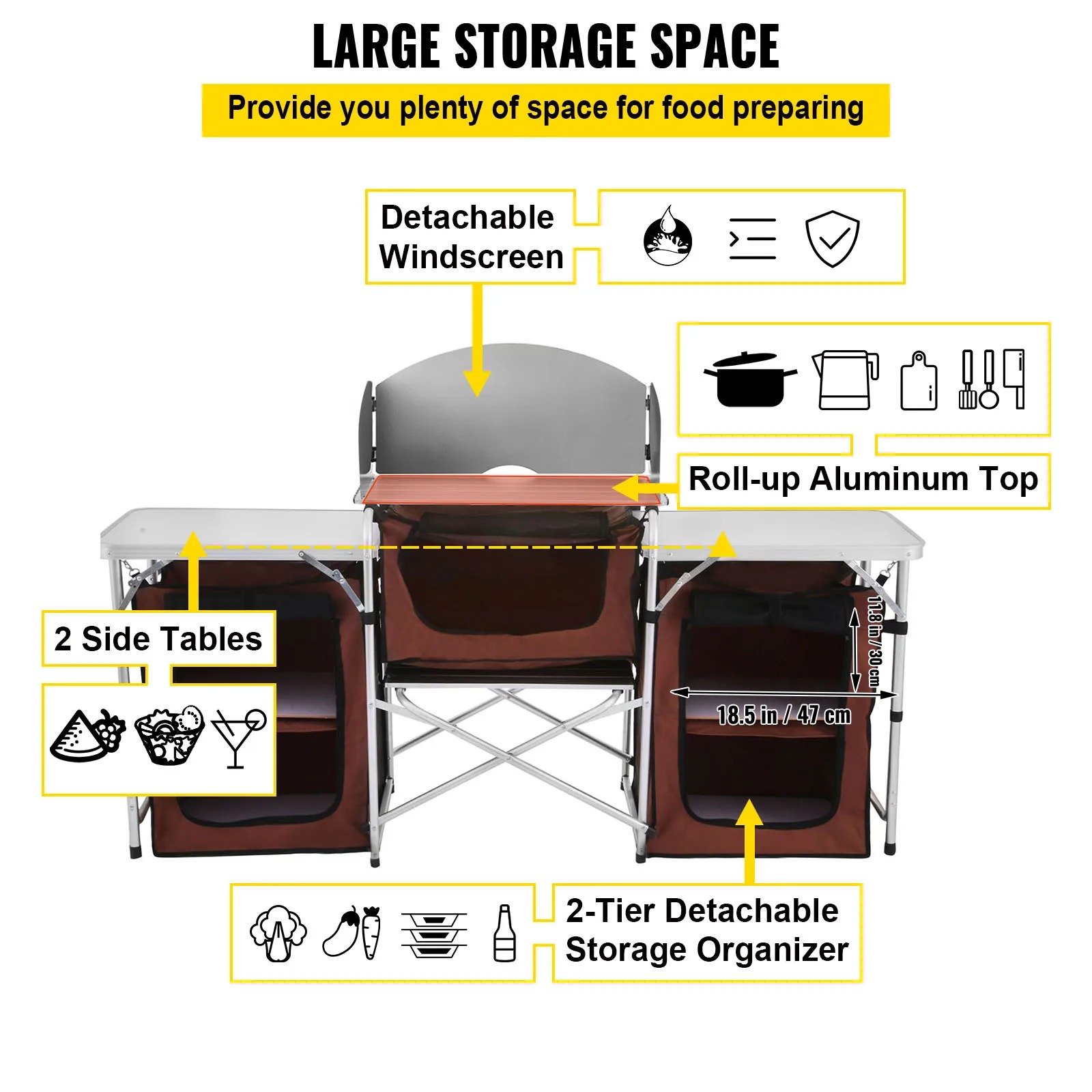 Mesa de Cocina Plegable para A - Camping Cooking Table With Storage reseña y precio