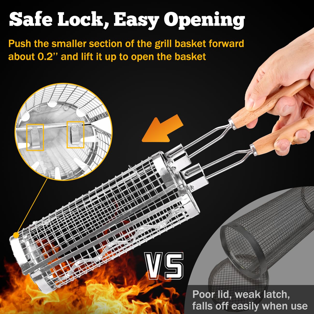 BUYYES-cesta rodante para parr - Camping Cooking Basket reseña y precio