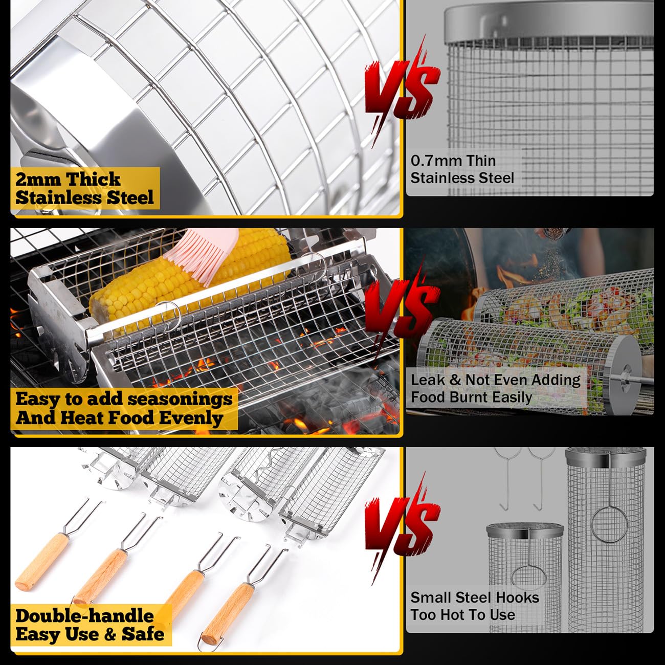 BUYYES-cesta rodante para parr - Camping Cooking Basket reseña y precio